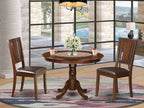 East West Furniture HLDU3-MAH-LC 3 Piece Dining Table Set for Small Spaces Contains a Round Dining Room Table with Pedestal and 2 Faux Leather Upholstered Chairs, 42x42 Inch, Mahogany