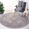 SAFAVIEH Oregon Collection 8 Round Beige/Grey ORE898B Oriental Distressed Non-Shedding Area Rug