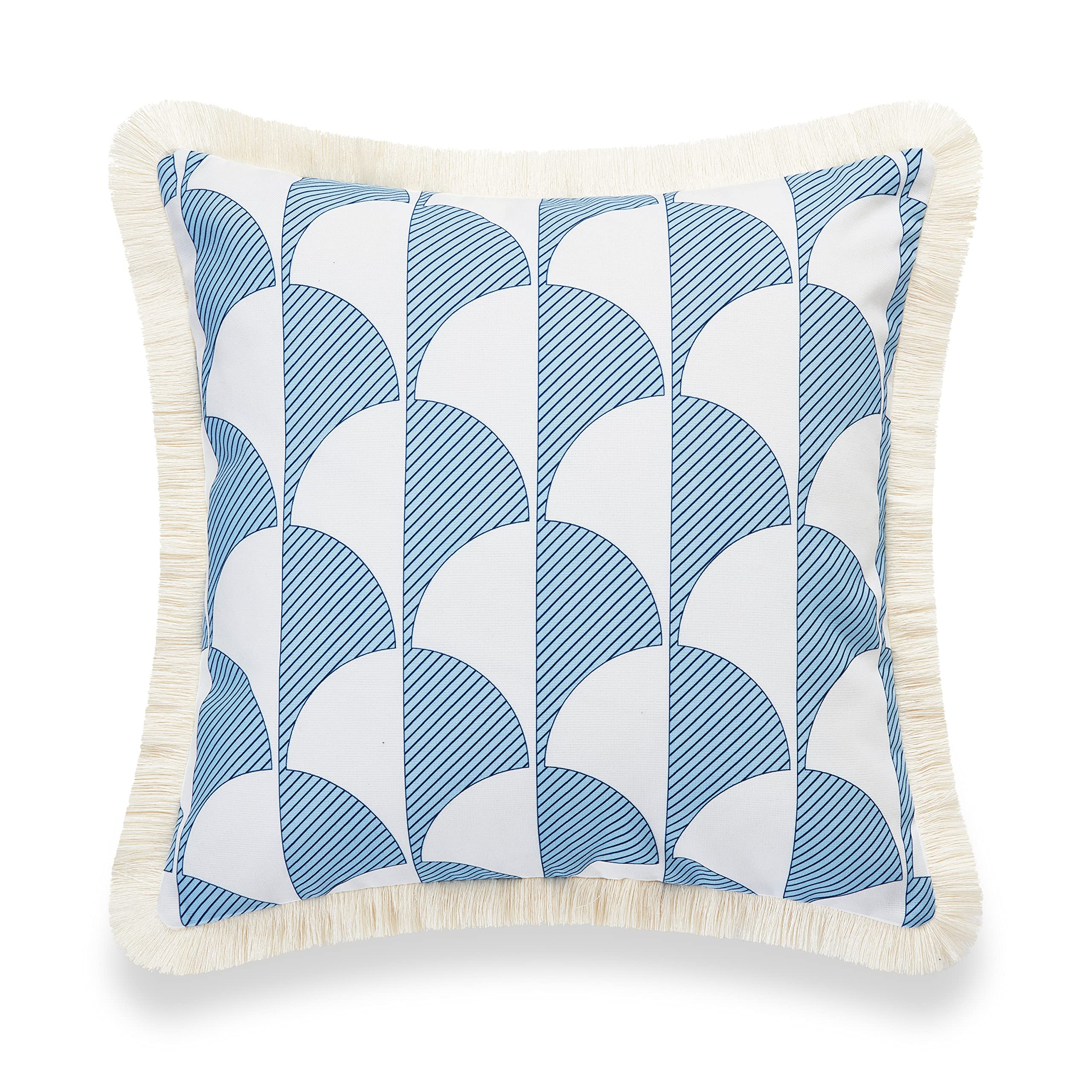 Hofdeco Premium Coastal Hampton Style Patio Indoor Outdoor Pillow Cover Only, 20'X20' Water Resistant For Backyard, Couch, Bab
