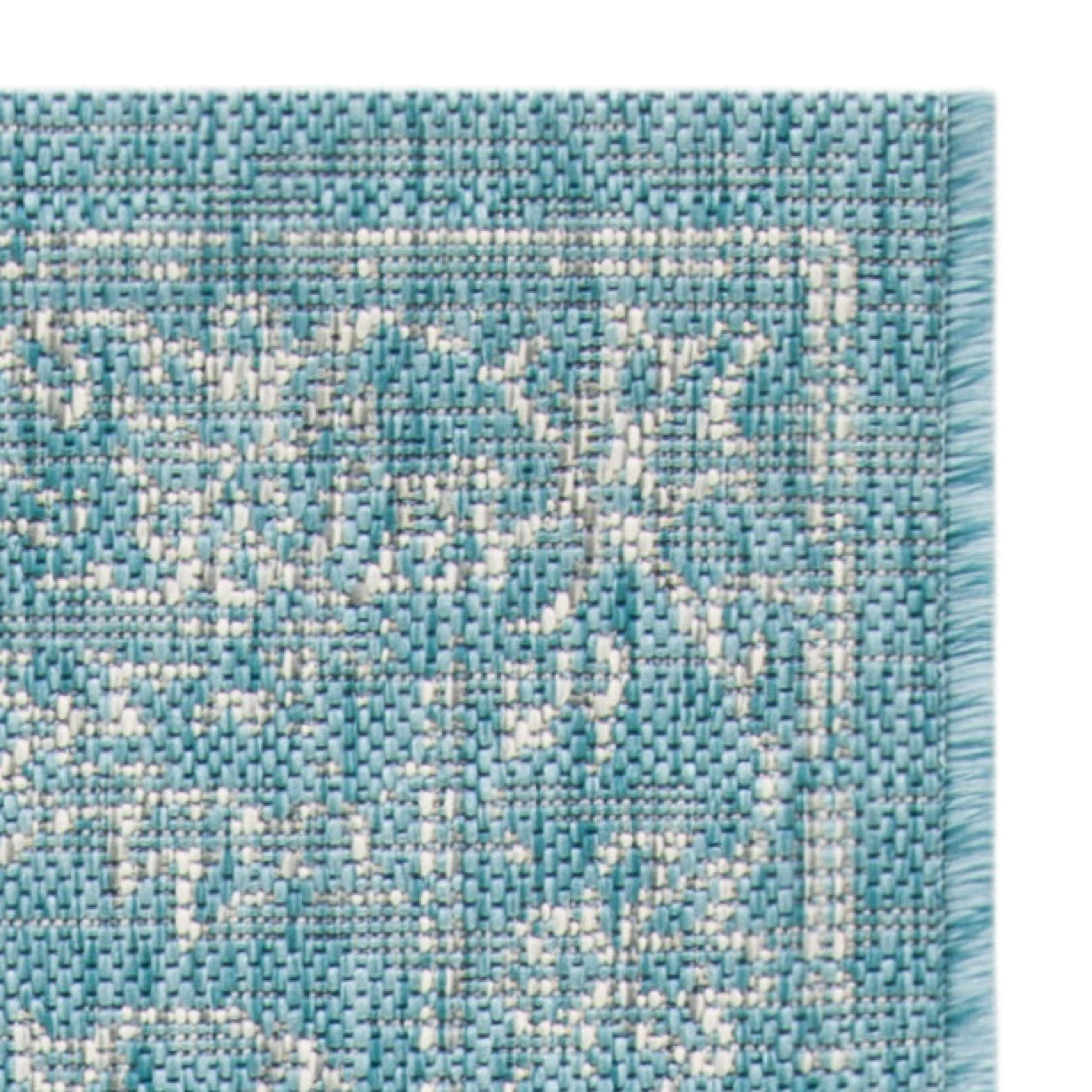 Safavieh Courtyard Collection 9' X 12' Aqua/Grey Cy8680 Indoor/ Outdoor Waterproof Easy-Cleaning Patio Backyard Mudroom Area-Rug