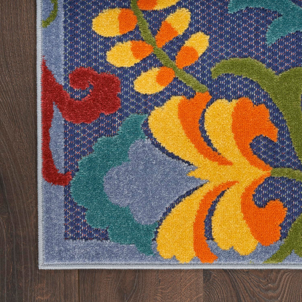 Nourison Aloha Indoor/Outdoor Modern Navy Multicolor 5'3' X 7'5' Area Rug, Easy Cleaning, Non Shedding, Bed Room, Living Room, Dining Room, Backyard, Deck, Patio (5X7)