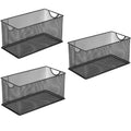 GoldOrcle Set of 3 Household Wire Mesh Metal Steel Storage Basket Organizer CD Storage Boxes Organizer Bin Container Tote with H