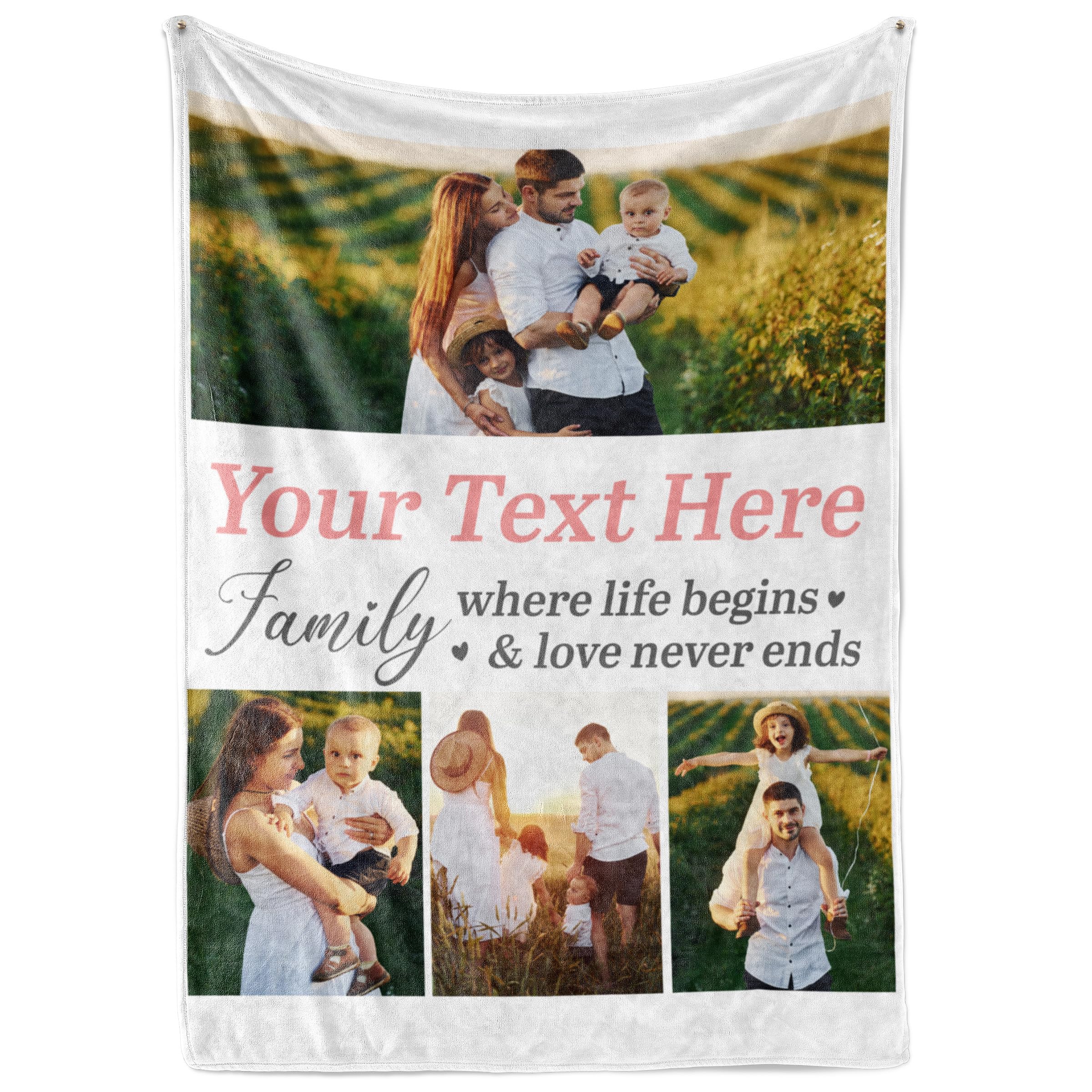 Ships Next Day, Custom Blanket With Picture And Text - Printed In Usa, Personalized Photo Blanket With Text (Sherpa 60X80)