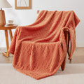 Exq Home Fall Fleece Throw Blanket For Couch Or Bed - 3D Waffle Patchwork Pattern Jacquard Decorative Blankets - Cozy Soft Fuzzy