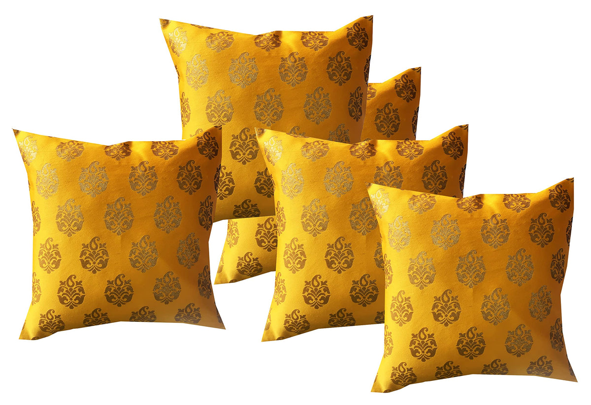 Pinkparrot Multi Colour Art Jacquard Silk Cushion Cover Set Of 516X16 Inch