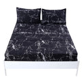 Mag Black Marble, Super Soft Microfiber Bed Sheet 4Pc, Marble Bedding Sheet Set Included 1 Fitted Sheet With 2 Pillowcases, 14 I