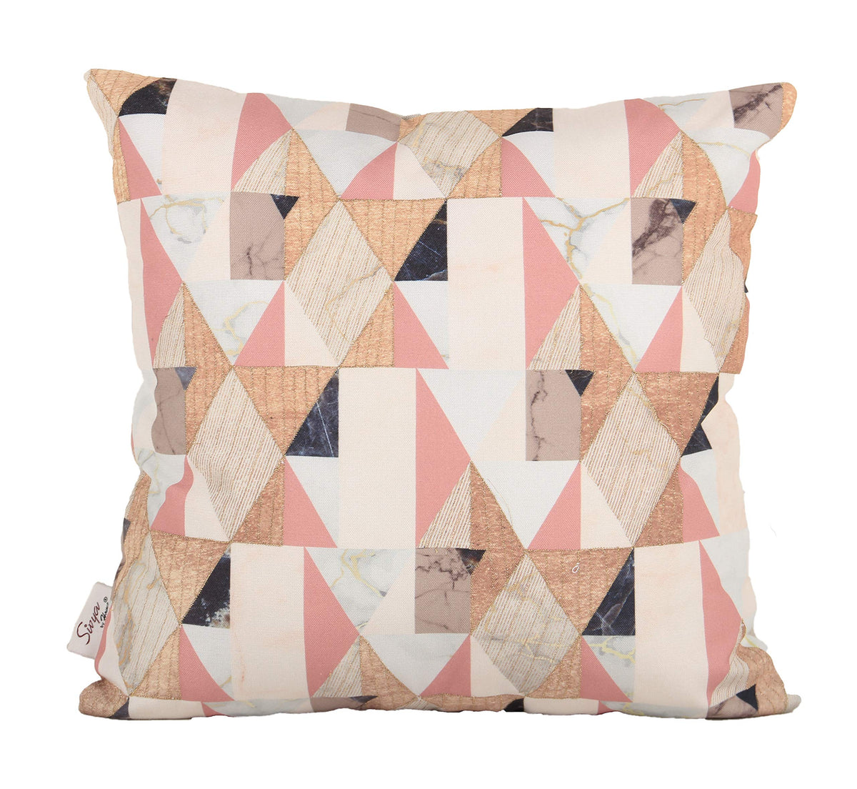 Sivya By Home Printed And Embroidered (Red, Black, Grey And Gold) 16X16 Inch Cushion Cover (40X40 Cm) (Pack Of 1)