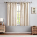 Central Park Linen Tie Top Curtain Semi Sheer Window Treatment Linen Cotton Blend Decorative for Living Room Drape 63 Inch Lengt