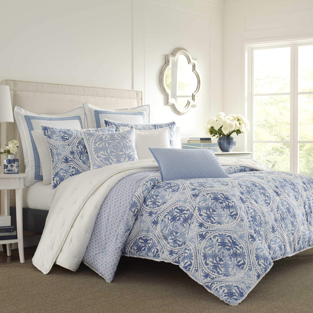 Laura Ashley Mila Euro Sham, 26X26, Blue