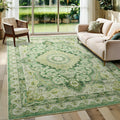 Foxmas 5x7 Area Rugs for Living Room, Machine Washable Vintage Rug, Non-Slip Low Pile Throw Rugs with Rubber Backing Washable Ca