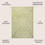 Jonathan Y Smb104D-4 Malta Bohemian Medallion Textured Weave Indoor Outdoor Area Rug, Coastal Traditional Transitional Easy Cleaning,Bedroom,Kitchen,Backyard,Patio,Non Shedding 4 X 6, Green/Cream