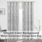 Mrs.Naturall Textured Curtains 96 Inches Long For Living Room Matching Area Rugs Set Grey Floral Pattern Floor Length European Embroidery Curtains For Bedroom Sliding Patio Door 2 Panels,Light Gray