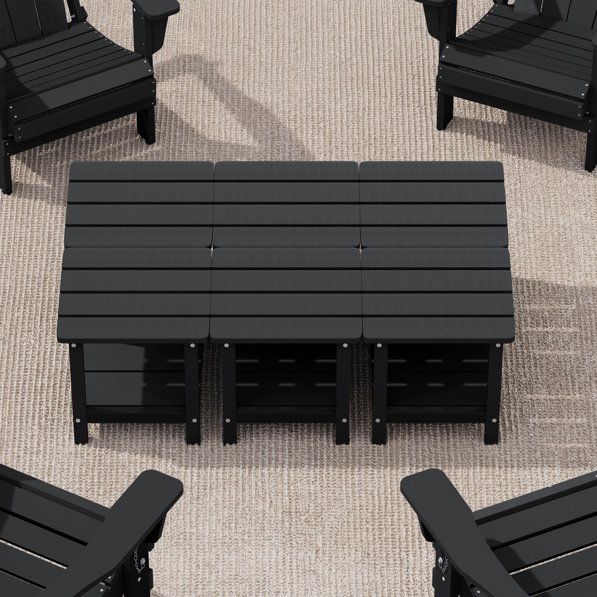 Serwall Double Adirondack Side Set Of 6, Table Rectangular End Table, Black