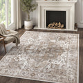 jinchan Area Rug 6x9 Washable Rug Indoor Vintage Rug Floor Cover Print Carpet Distressed Taupe Multi Thin Rug Chenille Accent Ru
