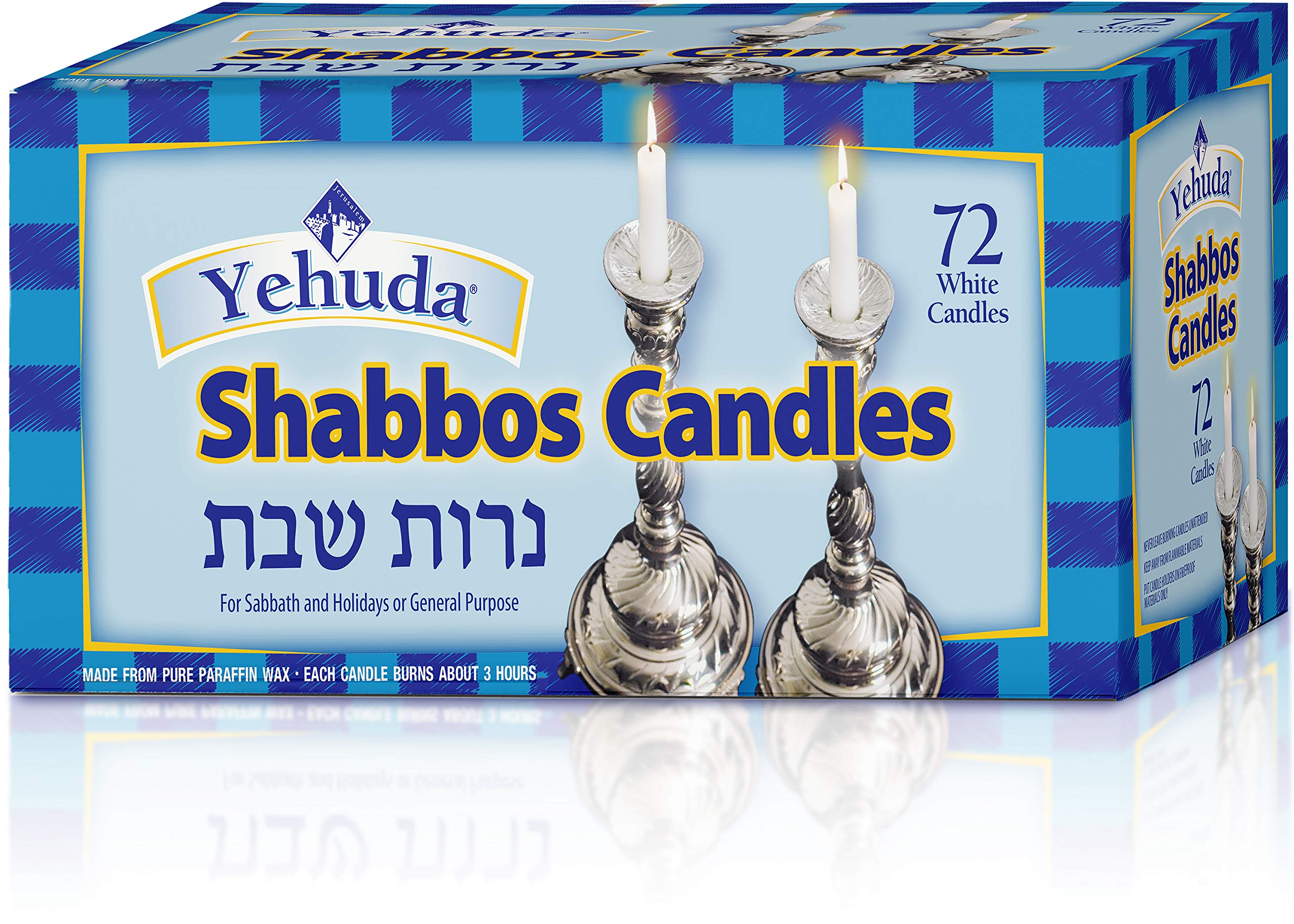 Yehuda Sabbath Candles, White, 72 ct