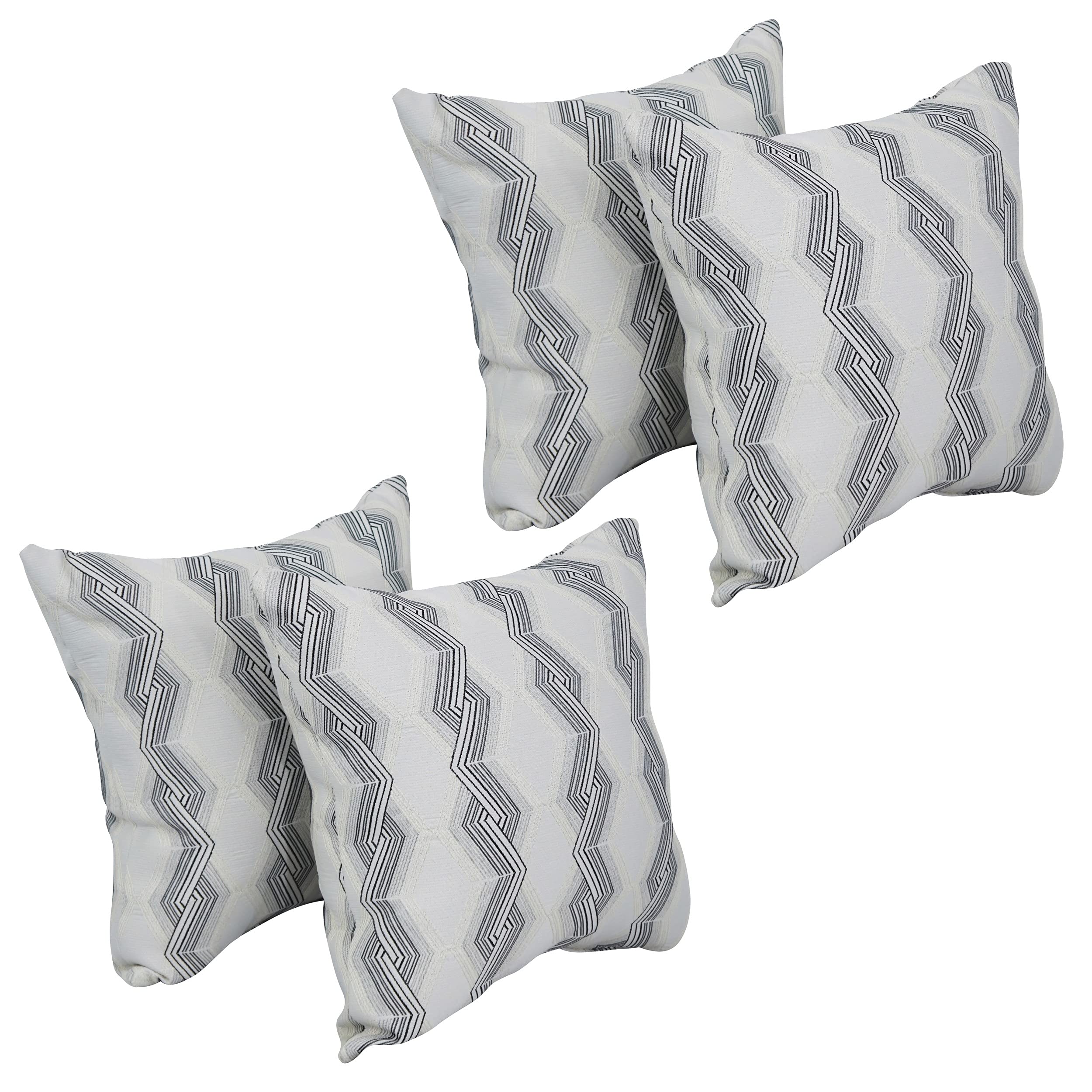 Blazing Needles Square Polyester Jacquard Throw Pillows, 17", Zae Granit 4 Count