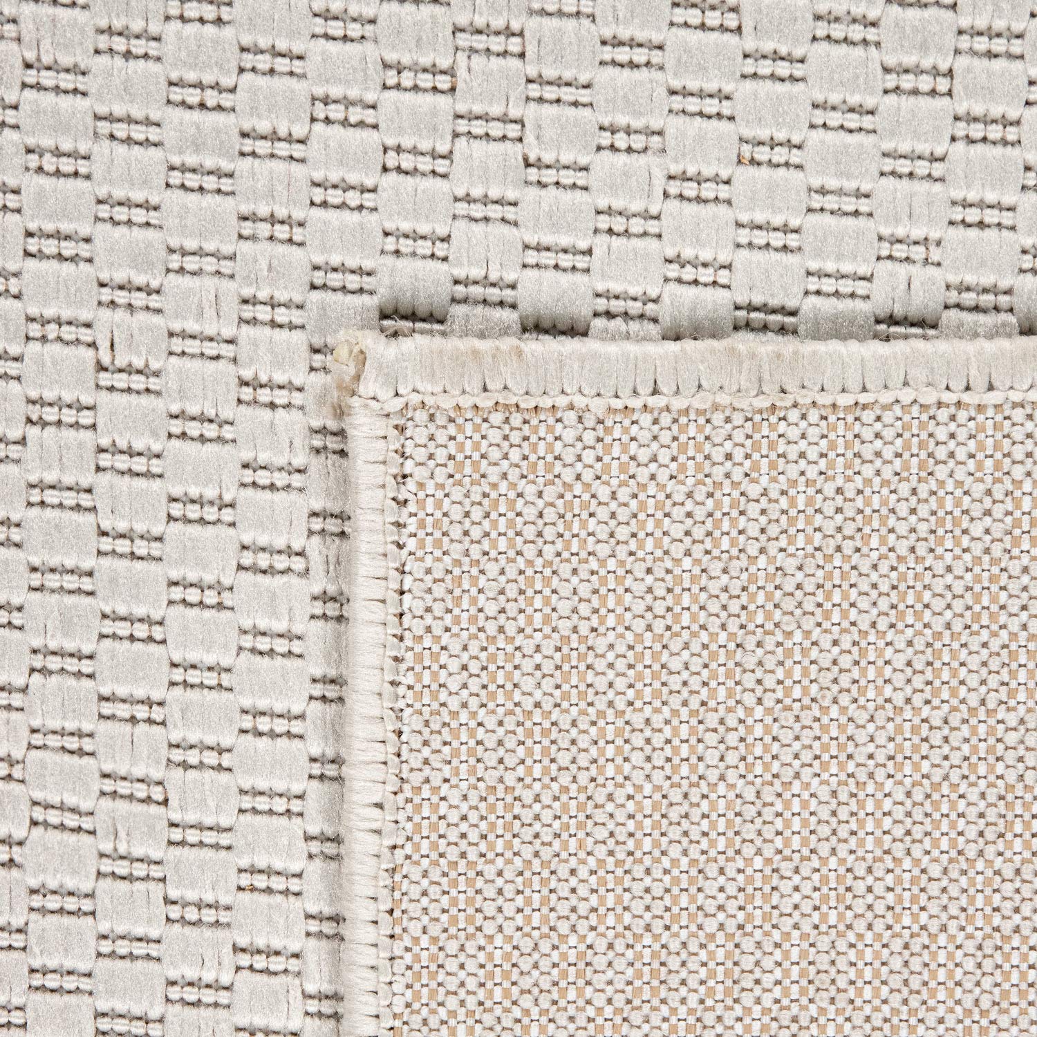 Solid Outdoor Rug For Patio Or Balcony Waterproof In Mottled Cream, Size: 5'3' Round
