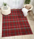 Nourison Grafix Red 53 x 73 Area-Rug, Modern, Plaid, Bed Room, Living Room, Dining Room, Kitchen, Easy-Cleaning, Non Shedd