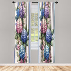 Ambesonne Floral Curtains, Leafy Huddle Of Modern Illustrated Hydrangea On Pastel Striped Back, Window Treatments 2 Panel Set Fo