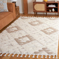 SAFAVIEH Moroccan Tassel Shag Collection Area Rug - 53 x 76, Ivory & Beige, Contemporary Design, Ideal for High Traffic Areas 