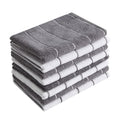 Microfiber Kitchen Towels - Super Absorbent, Soft and Solid Color Dish Towels, 8 Pack (Stripe Designed Grey and White Colors), 2