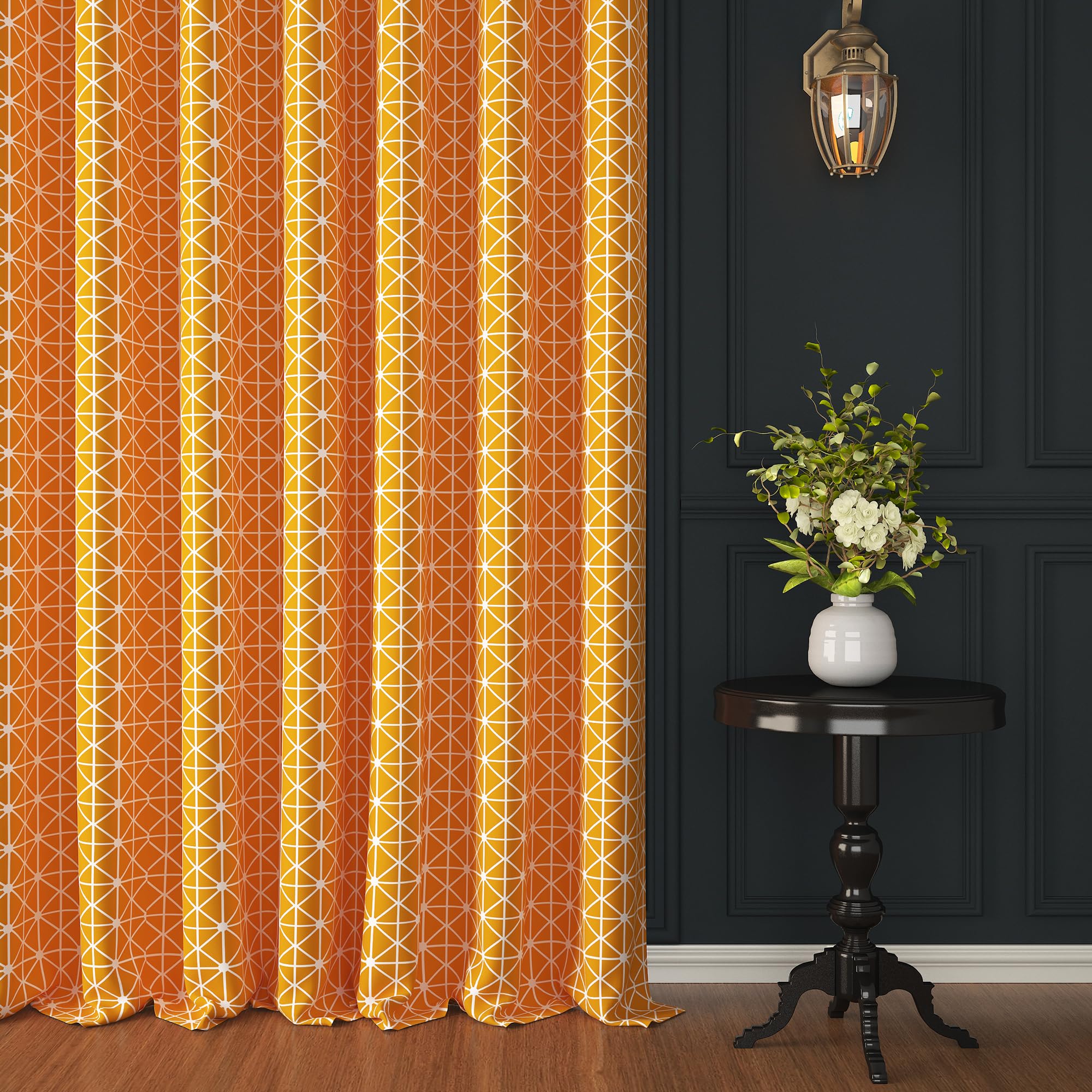 Story@Home Cotton LightFiltering Curtains 8 Feet Set Of 2,Bohemian Curtain,Abstract Print,Light Filtering Semi Long Door Curtai