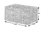 Natural Woven Water Hyacinth Wicker Rectangular Storage Bin Basket With Handles, Medium