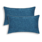Calitime Throw Pillow Cases Pack Of 2 Cotton Thread Stitching Edges Solid Dyed Soft Chenille Cushion Covers For Couch Sofa Home