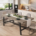 GarveeHome Industrial Dining Table for 6~8 People, 70.87 Long Rectangle Dining Table, Wooden Kitchen Table with Sturdy Metal Fra