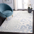 SAFAVIEH Adirondack Collection Area Rug - 6 x 9, Ivory & Blue, Floral Glam Damask Distressed Design, Non-Shedding & Easy Care,