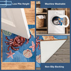 Liora Manne Esencia Machine Washable Non-Slip Low Profile Indoor/Outdoor Mat-Transitional, Coastal, Seashell, Whimsical, Shell We Dance Aqua 2'5' X 3'11'