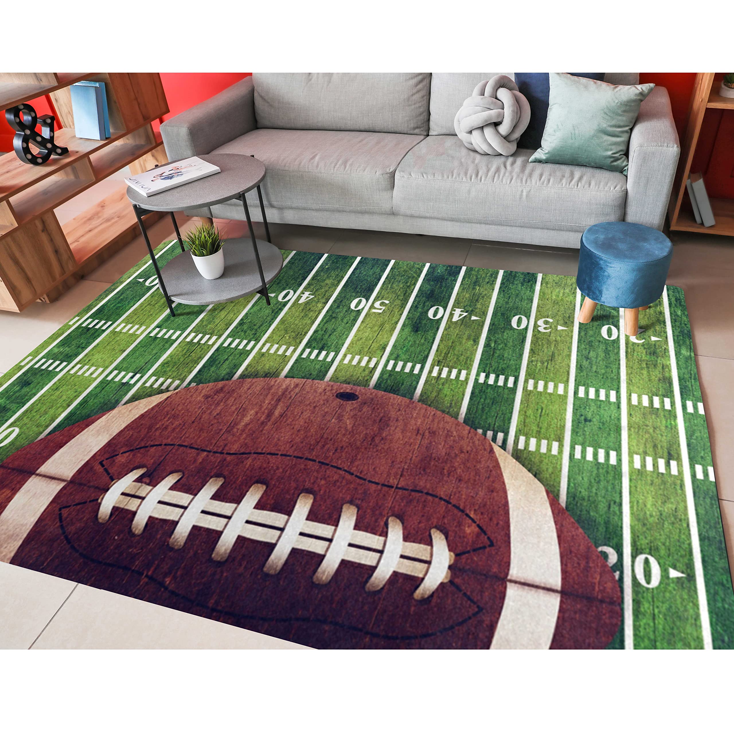 ALAZA Grunge American Football Field Non Slip Area Rug 5 x 7 for Living Dinning Room Bedroom Kitchen Hallway Office Modern Hom