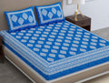 Sheetkart 144 Tc Cotton Printed Jaipuri Double Bedsheet With 2 Pillow Covers, Sapphire Blue
