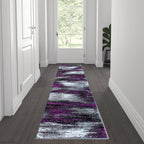 Flash Furniture Rylan Collection Contemporary Area Rug - High Pile Purple Olefin Rug - 2' X 7' Area Rug - Jute Backing - Hallway, Entryway, Bedroom, Living Room