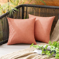 Miulee Pack Of 2 Outdoor Waterproof Throw Pillow Covers Decorative Solid Polyester Linen Garden Farmhouse Cushion Cases For Pati