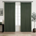 Curtains 70 Inch Length Extra Wide Pinch Pleated Blackout Curtain for Sliding Glass Door/Living Room, Farmhouse Olive Green Thic