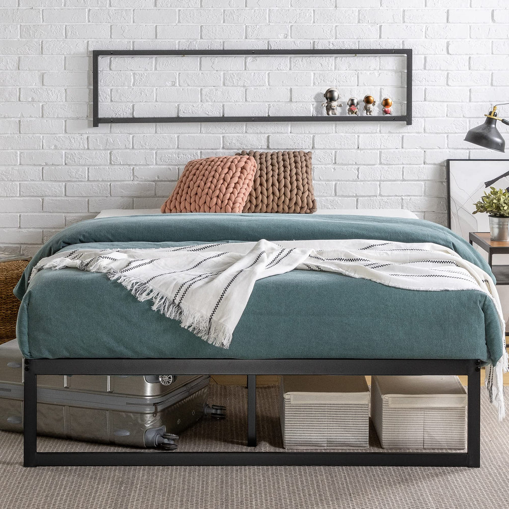Zinus Abel Metal Platform Bed Frame King Black Steel Slat Support Easy Assembly