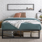 Zinus Abel Metal Platform Bed Frame King Black Steel Slat Support Easy Assembly