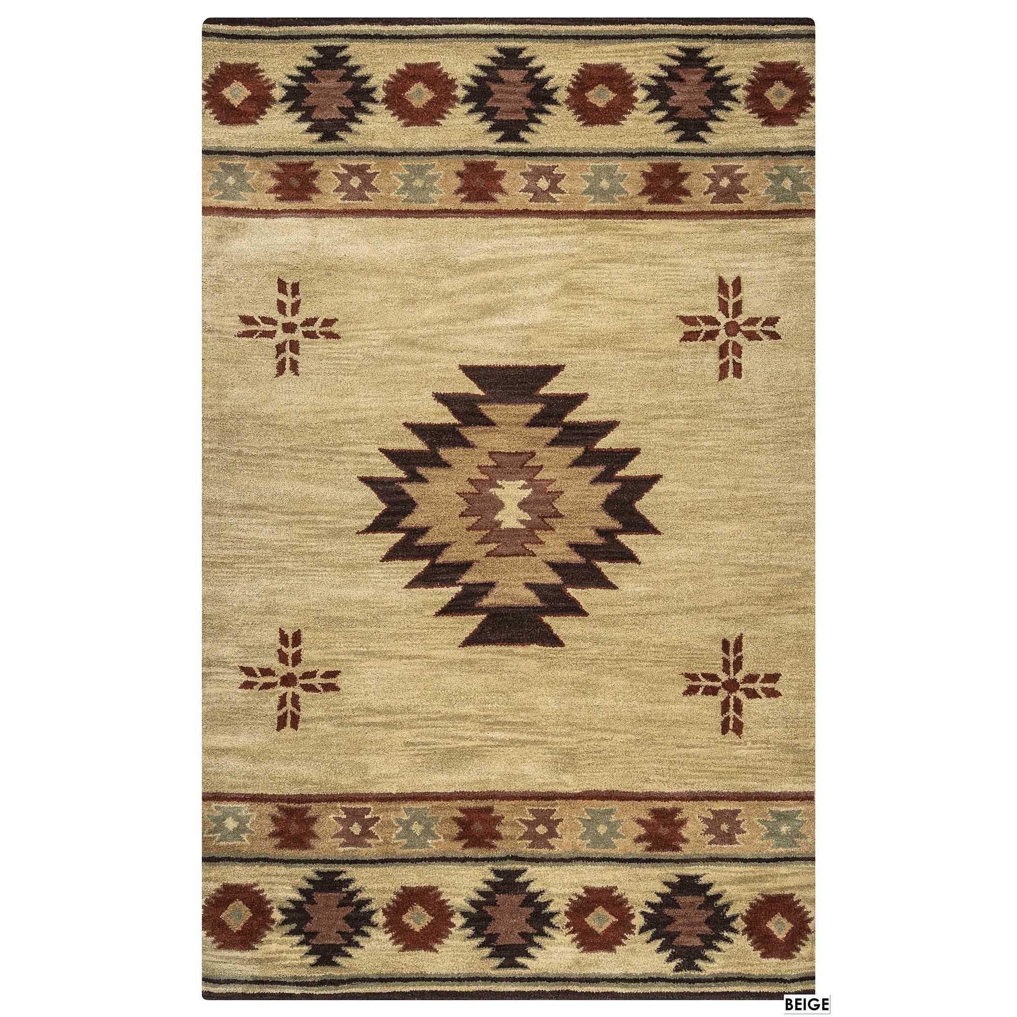 Rizzy Home Alora Decor Ryder 5' X 8' Tribal Khaki/Brown/Burgundy/Sage Hand-Tufted Area Rug