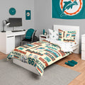 Foco Miami Dolphins Nfl Retro Bed In A Bag Comforter Bedding 5 Piece Full Set