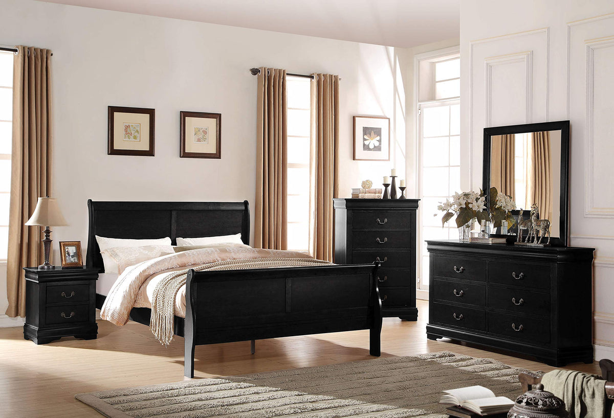 ACME Furniture Louis Philippe Twin Bed, Black