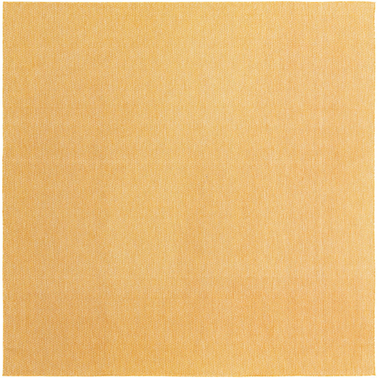 Unique Loom Collection Casual Transitional Solid Heathered Indoor/Outdoor Flatweave Area Rug (10' 8'' Square, Corn Harvest Yello