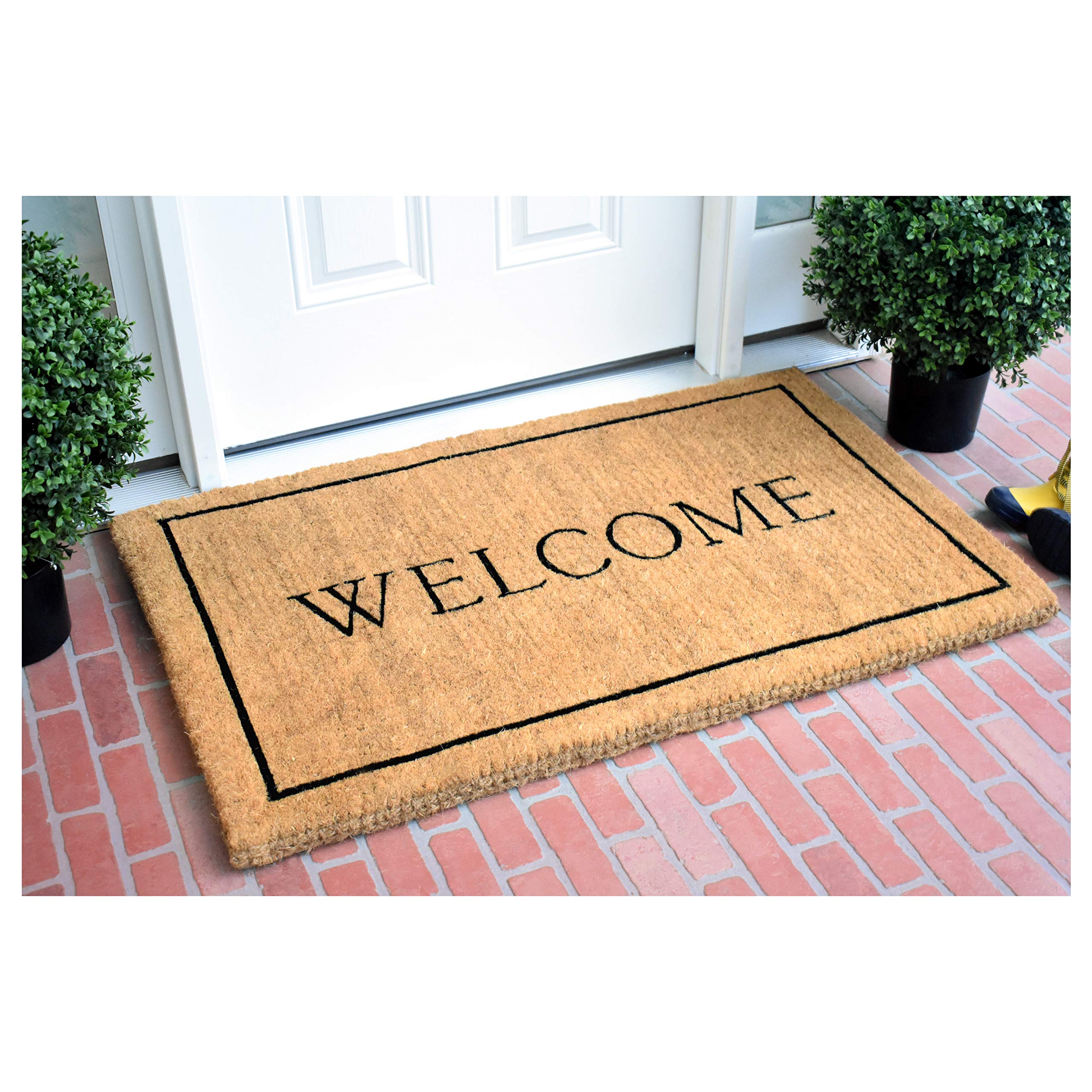 Calloway Mills Az104813048 Welcome Border, 100% Coir Doormat, 30' X 48' X 1.50', Natural/Black