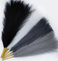 8 Pcs 17' Pampas Grass Faux Dried Decor, Fluffy Fake Small Pompas Artificial Black White Grey Gray Pompous Short Stems Bouquet