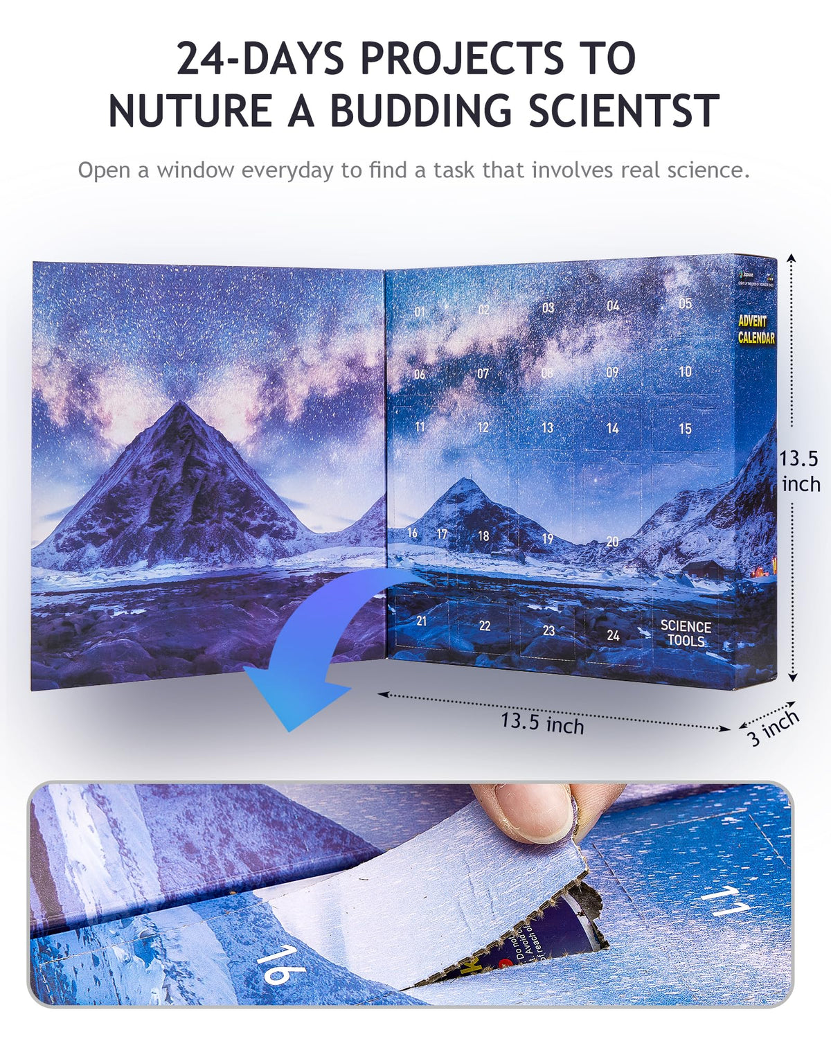 Japace Science Advent Calendar 2024 For Girls Boys, Christmas Gifts For Kids Age 4-6-8-12, Science Kits With 24 Cool Experiments