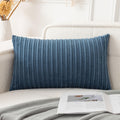 Ugasa Velvet 12X20 Inch Lumbar Soft Throw Pillow Cover Boho Farmhouse Decorative Corduroy Striped Both Sides Solid Rectangular C