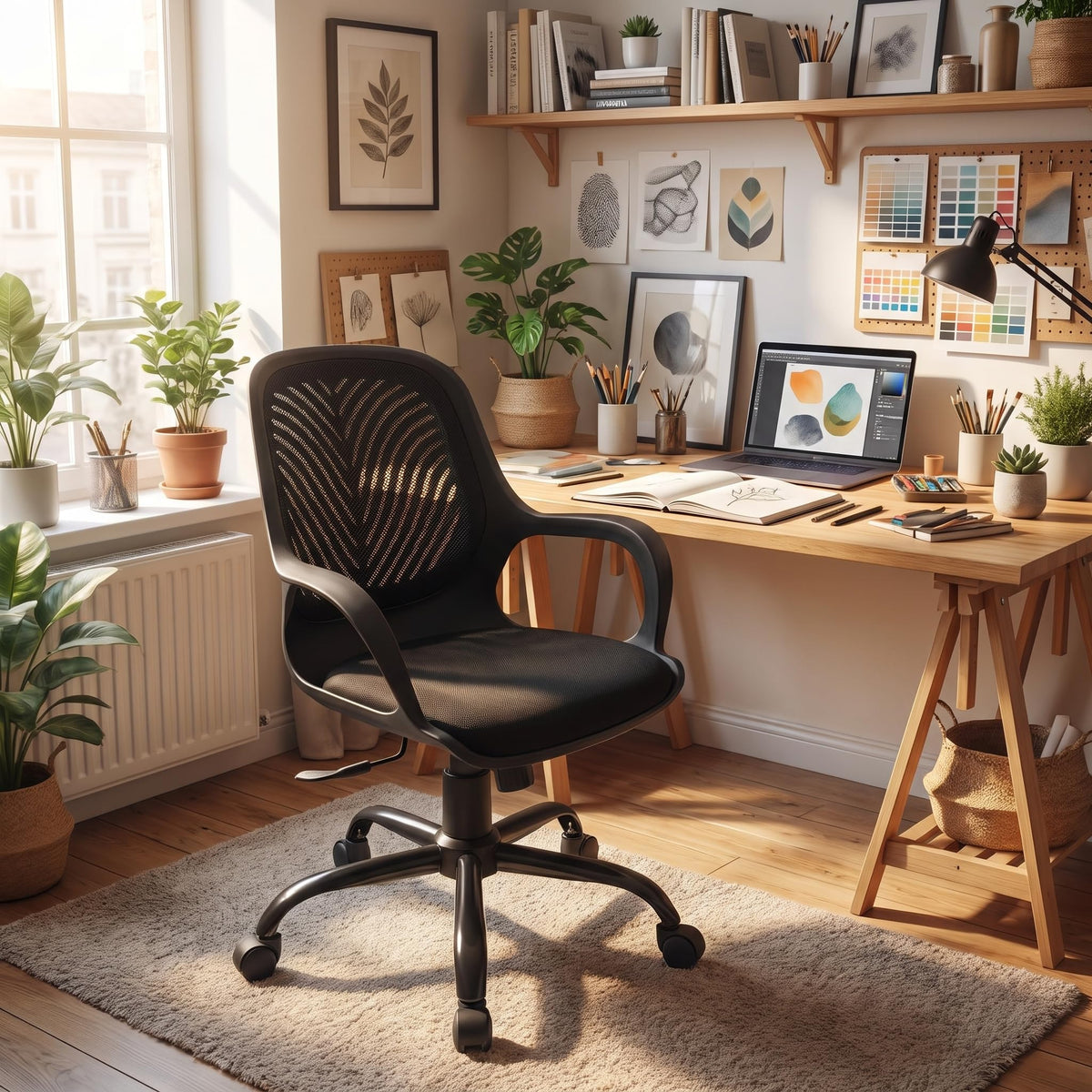 Innowin Zara Low Back Chair For Home & Office (Black)| 3 Years Limited Warranty