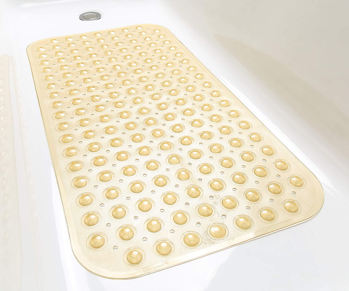Tike Smart Large Non-Slip Bathtub & Shower Mat 31''X16'' (Smooth/Non-Textured Tubs Only) Safe, Clean, Machine-Washable, Superior