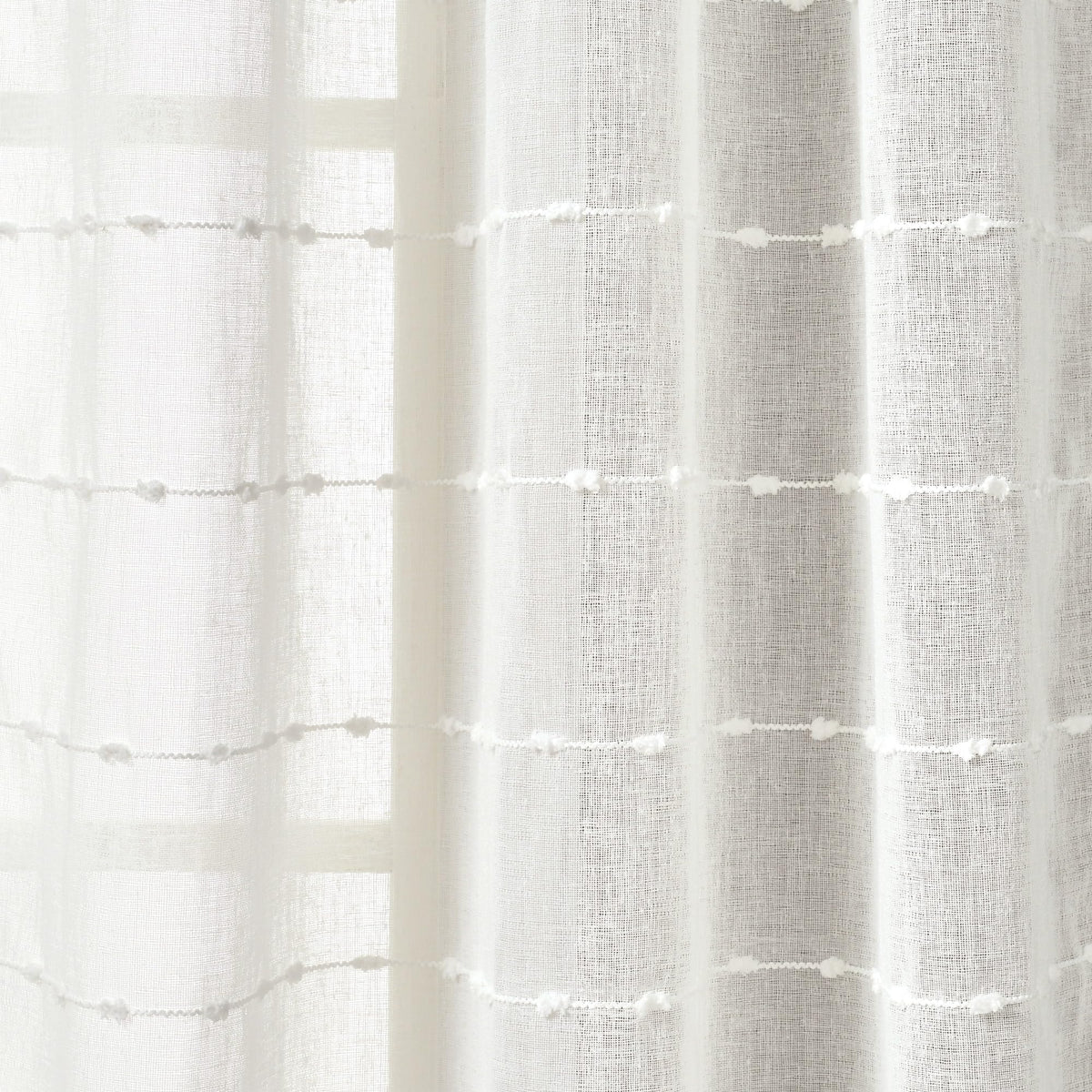 Lush Decor Farmhouse Textured Grommet Sheer Window Curtain Panel Pair, 38'W X 95'L, White