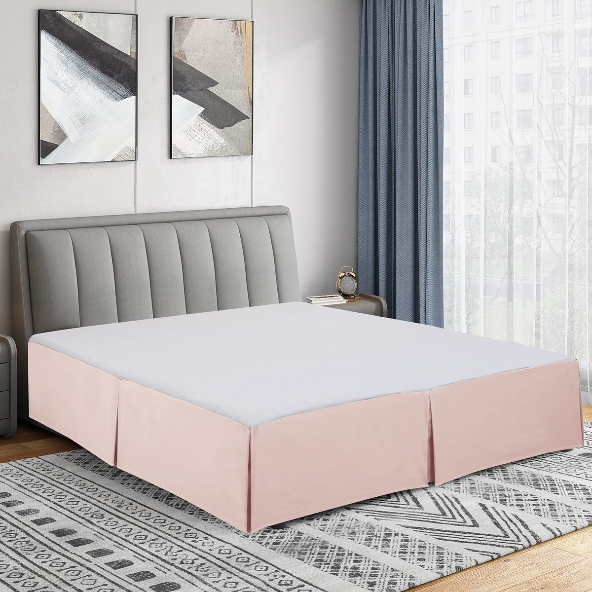 Cathay Home Double Brushed Microfiber Pleated Easy Fit Bed Skirt, Ultra Soft, Fade And Wrinkle Resistant - Blush, Twin